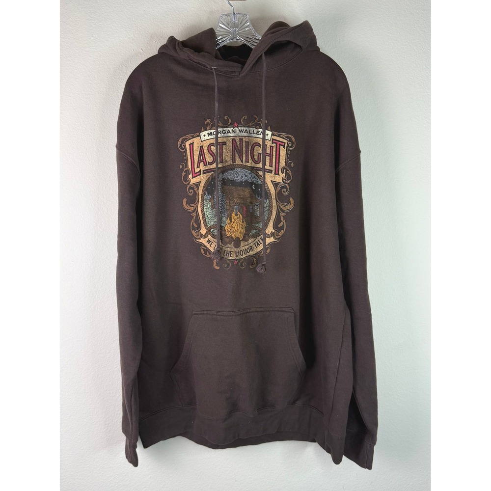Morgan Wallen Hoodie Mens XL Last Night Brown Concert Graphic Sweatshirt